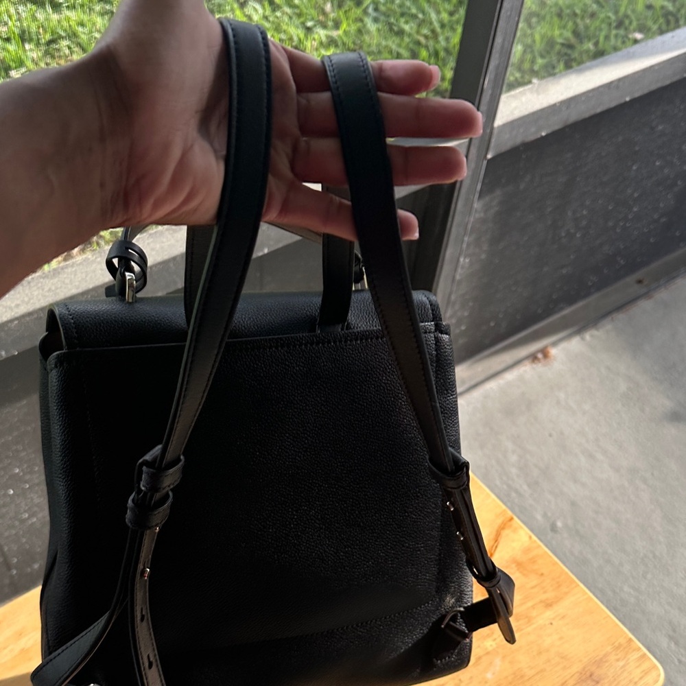 kate spade Black Pebbled Leather Top-Handle Backpack - Picture 10 of 14
